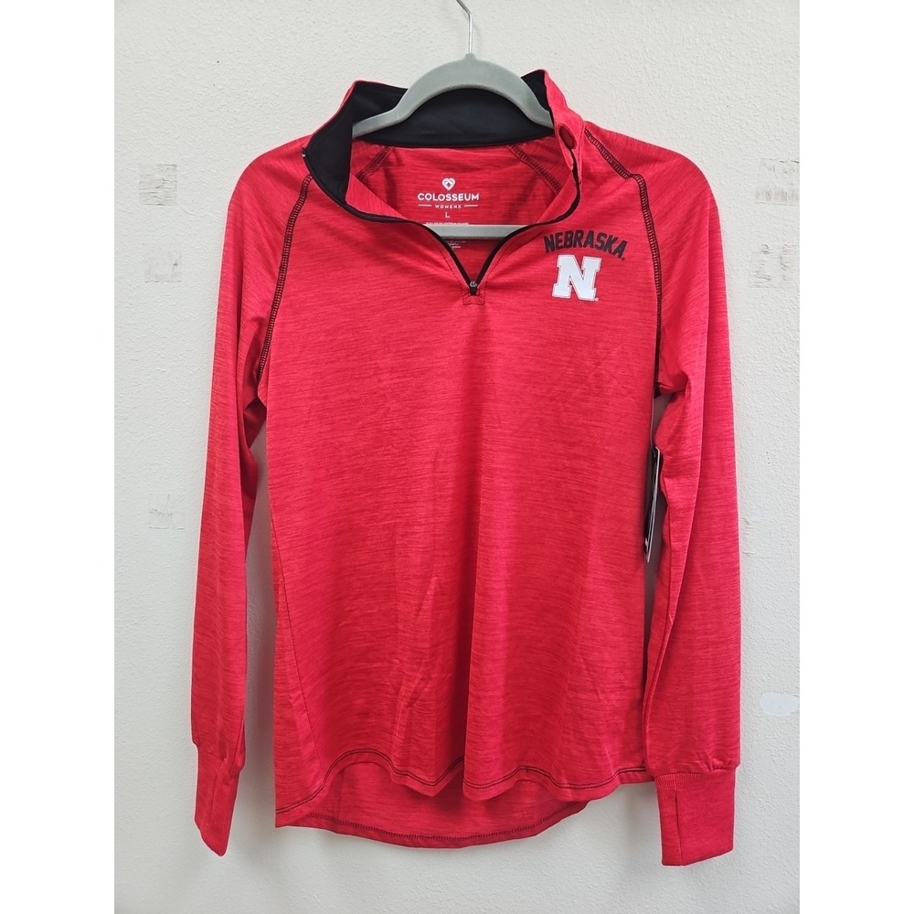 Colosseum Women's Red Nebraska Cornhuskers 1/4 Zip Lightweight Hoodie  Large NWT